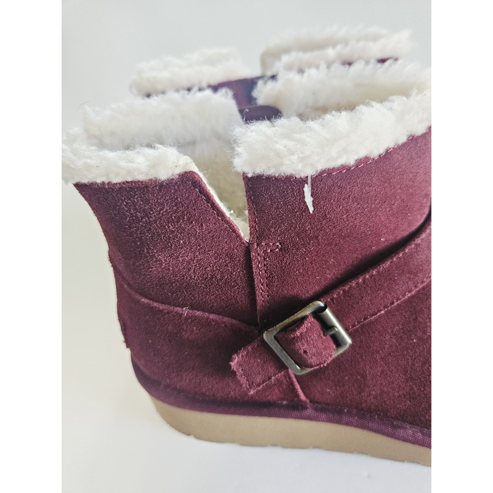 Koolaburra By UGG Boots Womens Size 9 Red Suede Ankle Wedge Faux Fur Lined Zip - Picture 7 of 16
